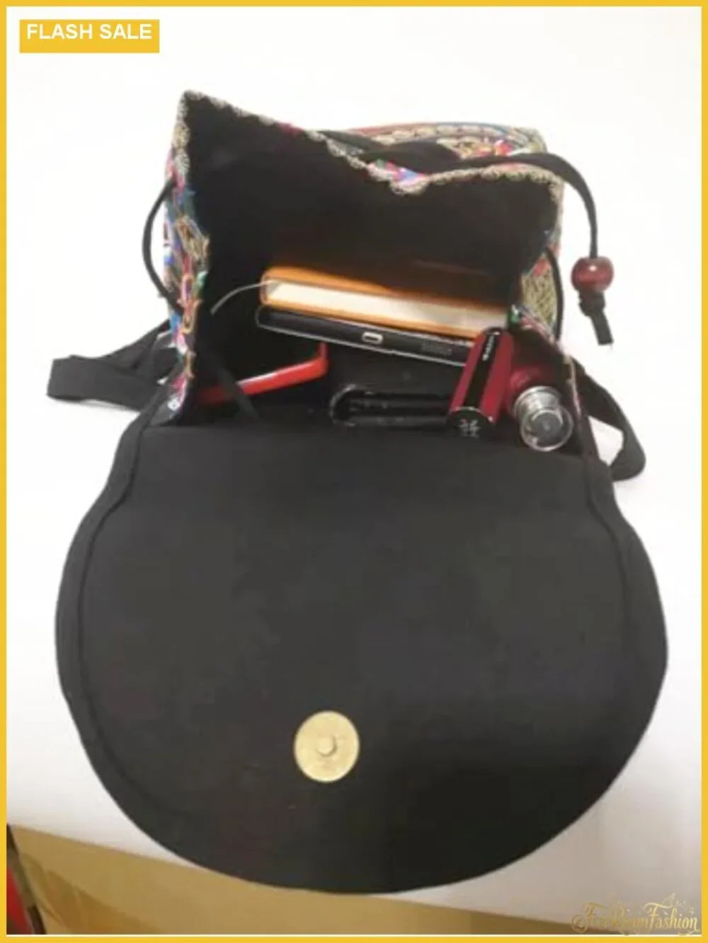 Embroidered Canvas Boho Backpack Purse